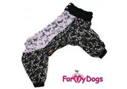ForMyDogs Дождевик для собак "Бабочки" черно/сиреневый, модель для девочек, размер №12