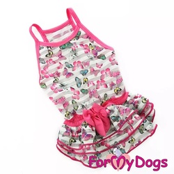 ForMyDogs Платье для маленьких собак "Бабочки", размер 10