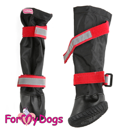 ForMyDogs Сапоги для крупных собак из водоотталкивающей двухслойной ткани с усиленной защитой от воды, черно/красные размер №9