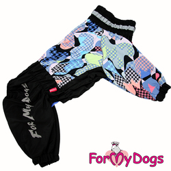 ForMyDogs Дождевик для крупных собак черно/синий, модель для мальчиков, размер D1