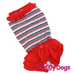 ForMyDogs Платье трикотажное красное "Полоска", размер 18
