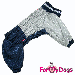 ForMyDogs Дождевик для крупных собак Капли синий/серебро, модель для мальчиков, размер D2, D3