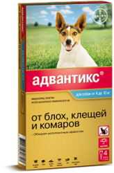 Bayer Адвантикс 100С капли от блох и клещей для собак от 4 до 10 кг