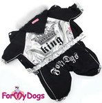 ForMyDogs Комбинезон зимний на подкладке из мягкого меха, цвет черный/серебро, размер 8 модель для мальчиков