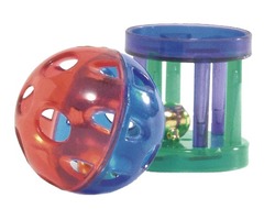 Beeztees Игрушка для кошек Мяч-погремушка и цилиндр с колокольчиком 4см (блистер) 2шт
