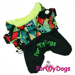 ForMyDogs Комбинезон для маленьких собак черный/мультиколор, размер №10 модель для мальчиков