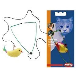 Nobby Игрушка для кошек Птичка на резинке, мех, перья