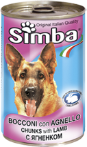 MONGE Simba Dog консервы для собак кусочки ягненок 1230 г