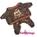 ForMyDogs Костюм для собак "Леопард" из мягкого трикотажа без капюшона, коричневый, размер №8, №18