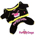 ForMyDogs Костюм для собак "Вишенка" черный из трикотажа с капюшоном, размер 16