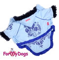 ForMyDogs Куртка для собак на теплой подкладке из меха, цвет голубой, размер 12