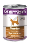 MONGE Gemon Cat консервы для пожилых кошек кусочки курицы с индейкой 415 г