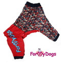 ForMyDogs Дождевик для средних пород собак красный/серый, модель для девочек, размер А2